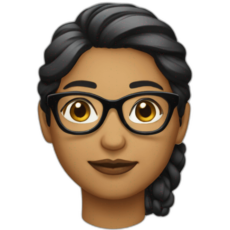 maestra con lentes pelo corto color negro emoji