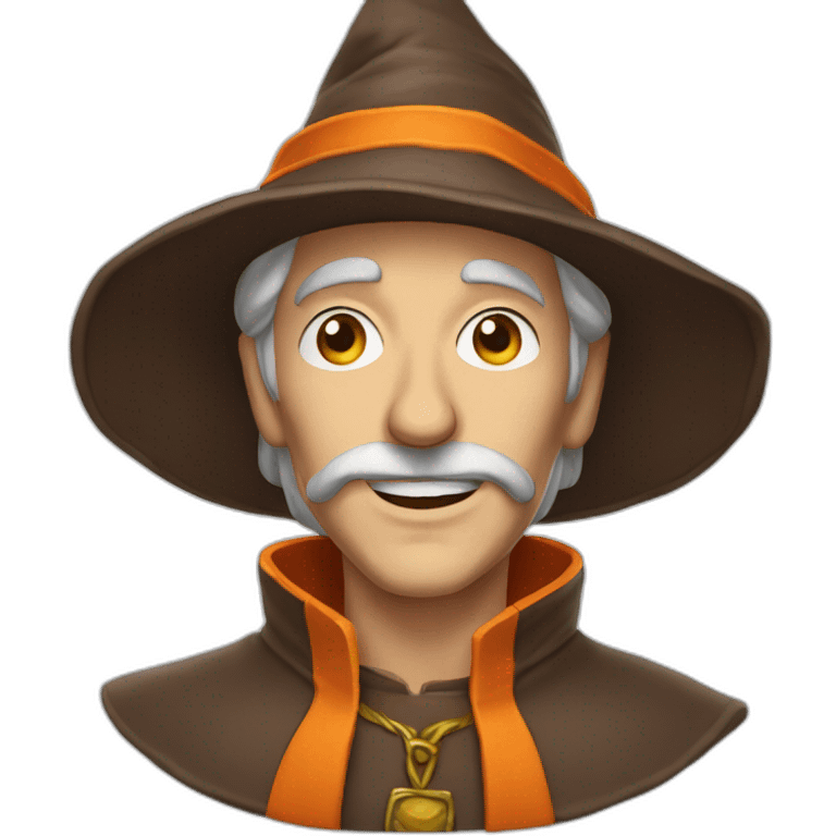 portrait of a wizard of Sillyness, with an orange hat emoji