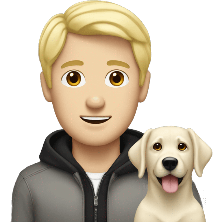 white blonde man with black lab emoji