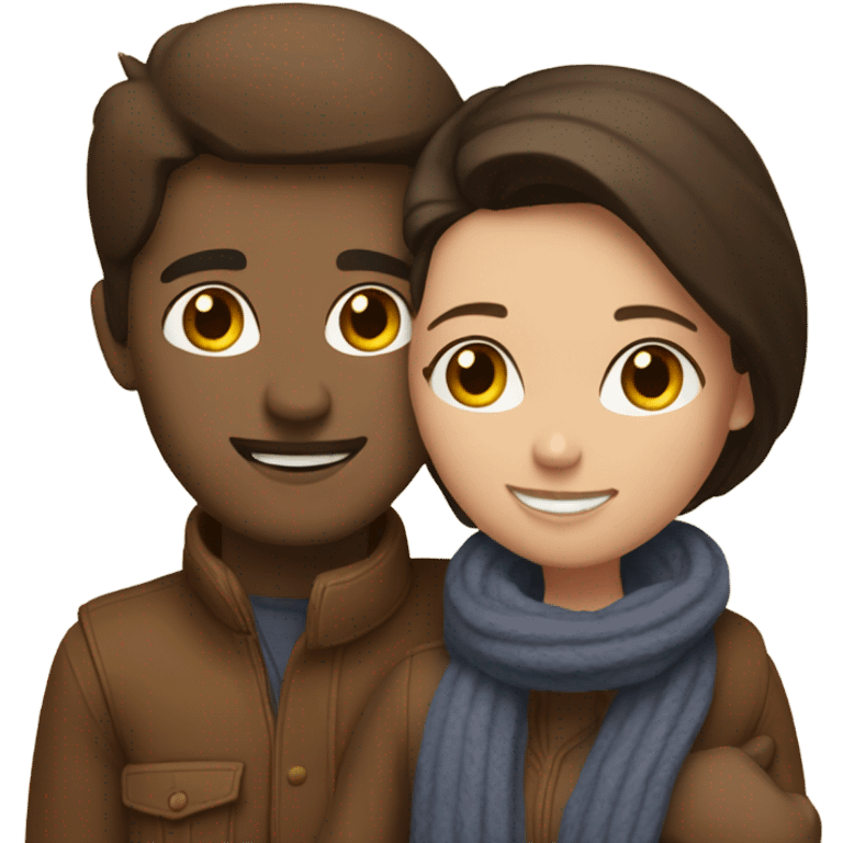 brunette couple hugging emoji