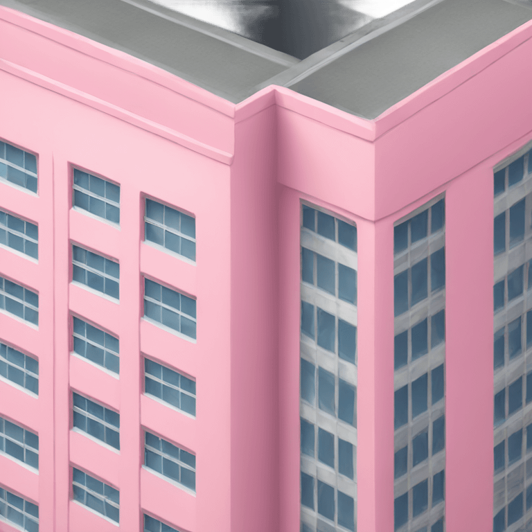 pink university building looking like a skyscraper emoji