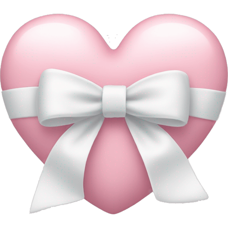 Pastel pink heart with white bow emoji