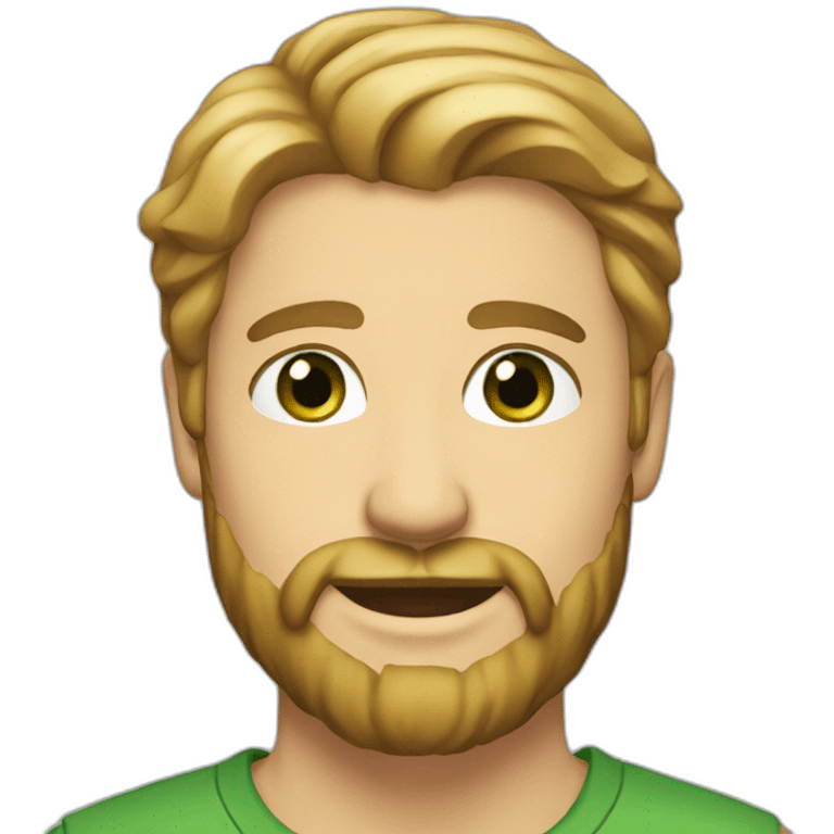 handsome man with blond brown hair, green eyes, beard emoji