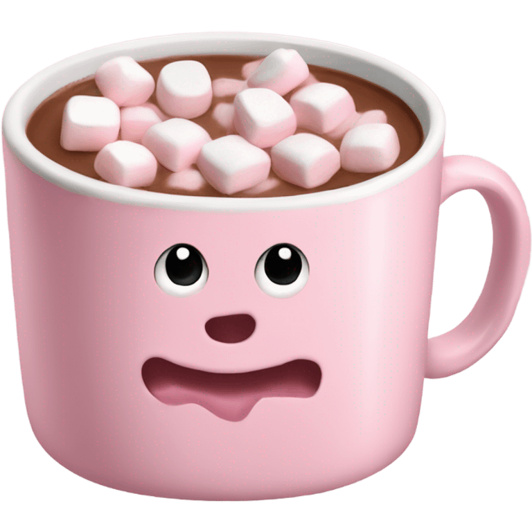 Light Pink mug of hot chocolate with marshmallows  emoji