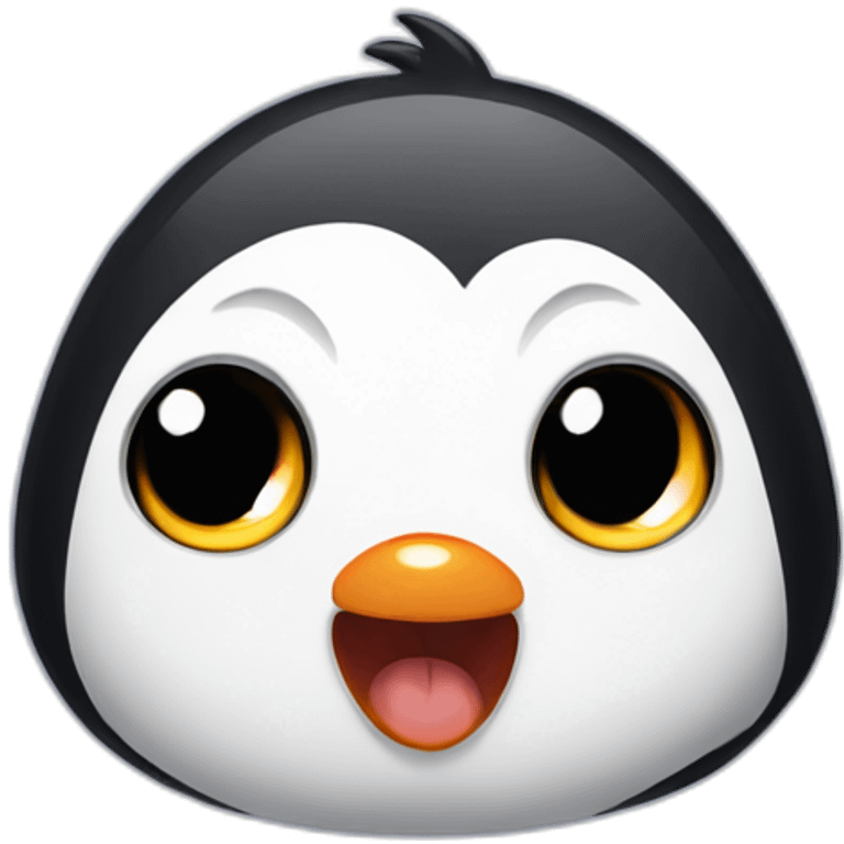 scared cute shibi penguin emoji