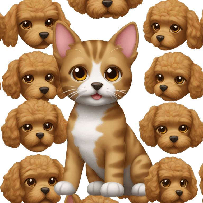 tabby cat with brown toy poodle emoji