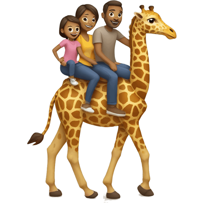 family riding giraffes emoji