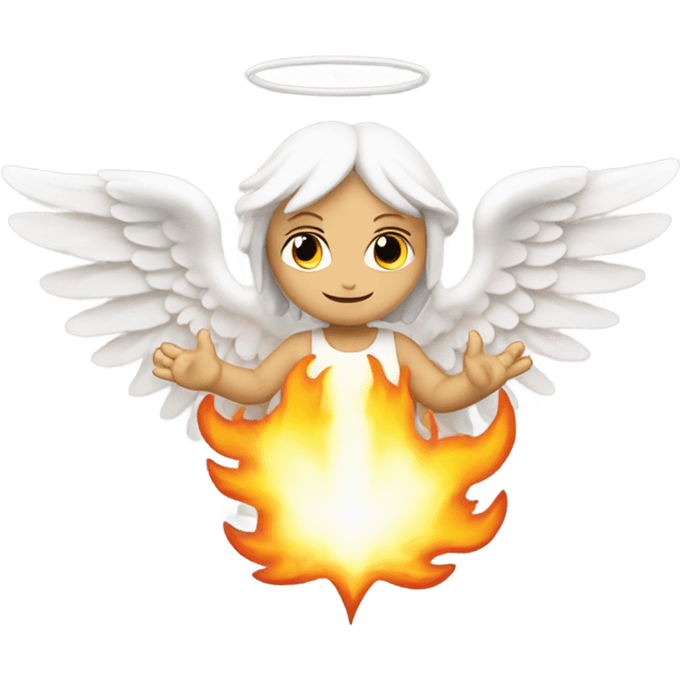 white angel, surrounded by fire
 emoji