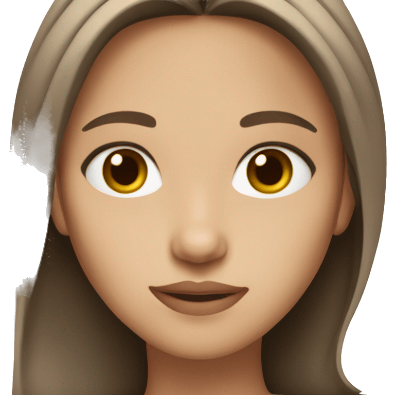 Girl white skin brown hair brown eyes middle part emoji