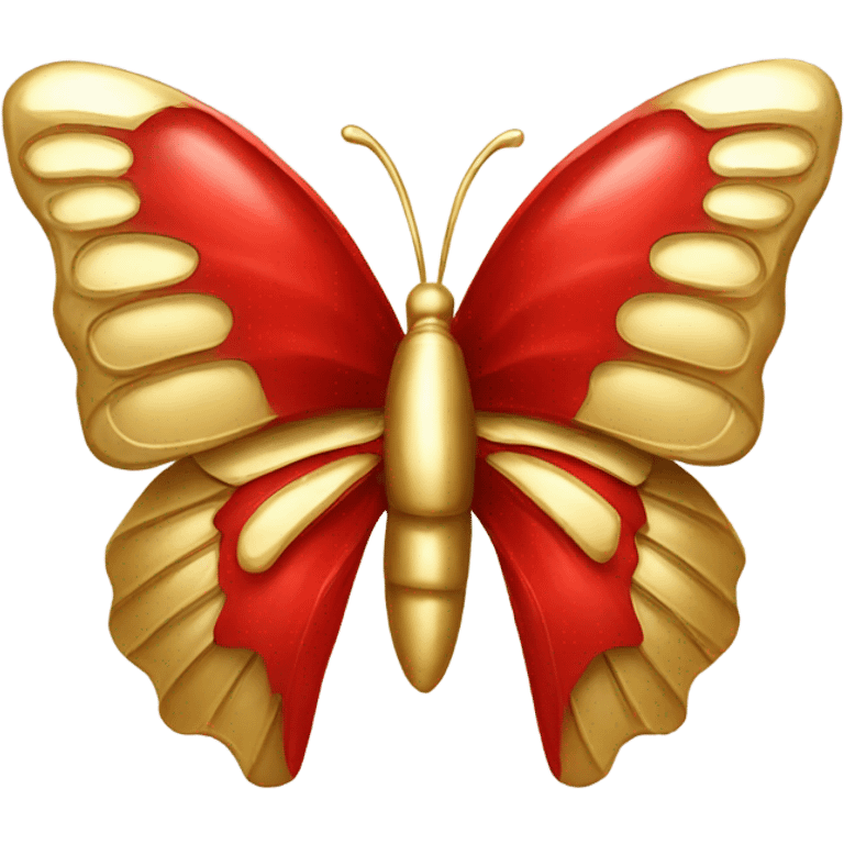 Gold butterfly. Red bow. Gold gift.  emoji