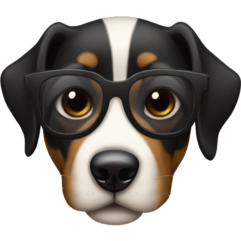 Perro negro con gafas negras  emoji