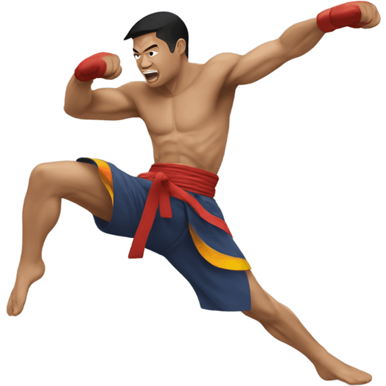 thai fighter throwing a flying knee emoji