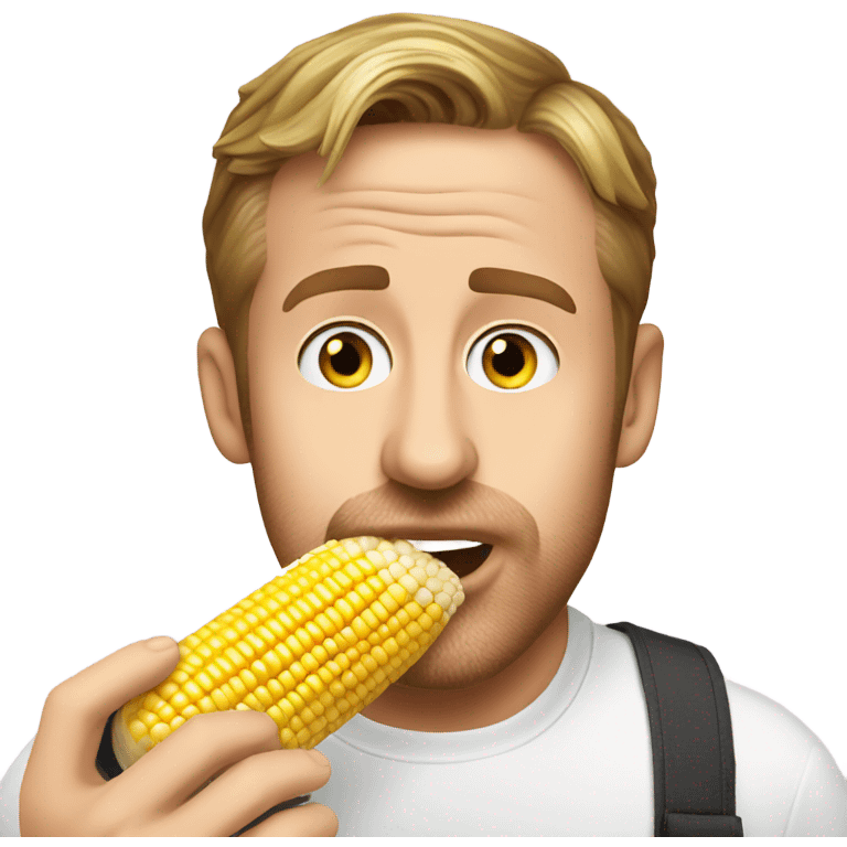 Ryan Gosling eating corn emoji