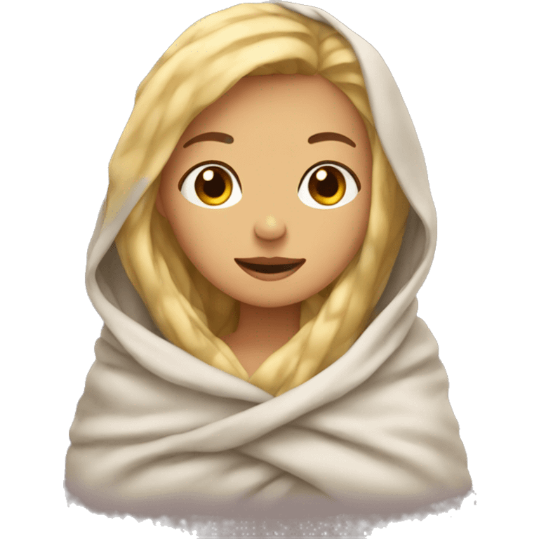 Blond girl wrapped in blankets  emoji