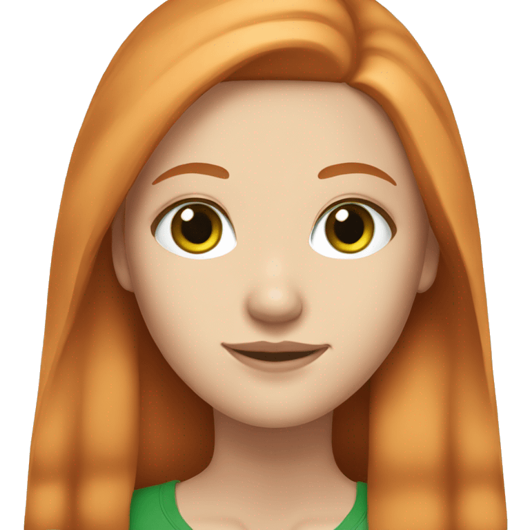 White Girl with long ginger straight hair and Green eyes emoji