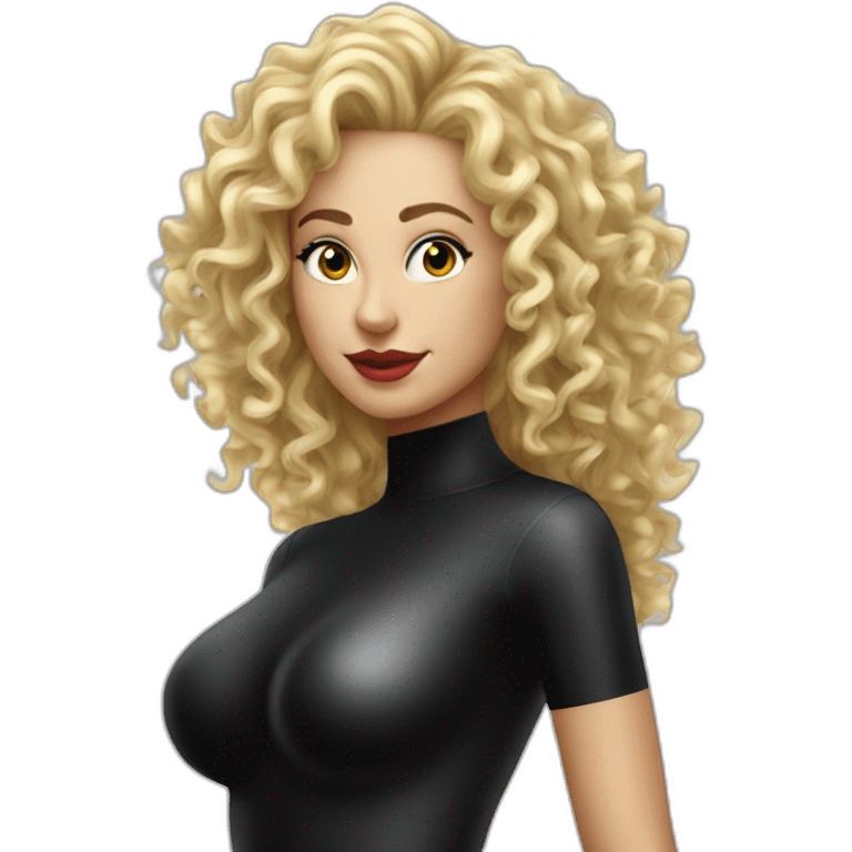 curly-blonde-woman-latex-black-catsuit emoji