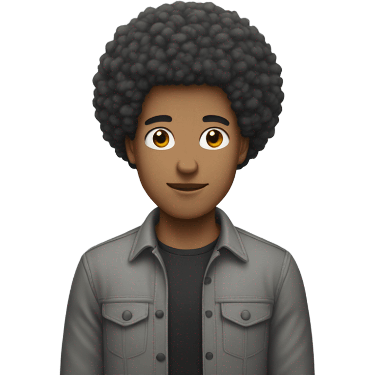 Mixed man with gray red and black Afro  emoji