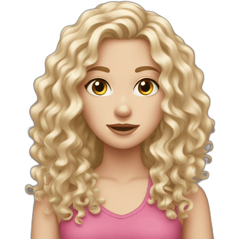 White girl with brorown curly long hair emoji