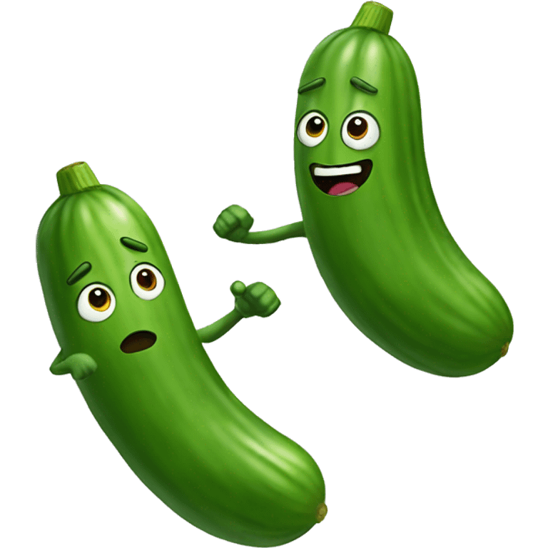 Cucumbers fighting emoji