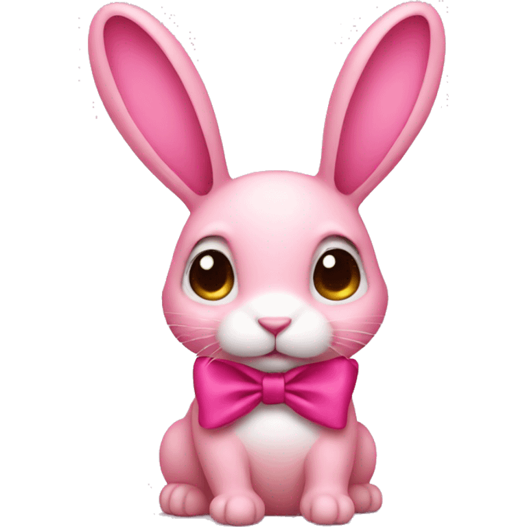 Pink rabbit with a bow emoji