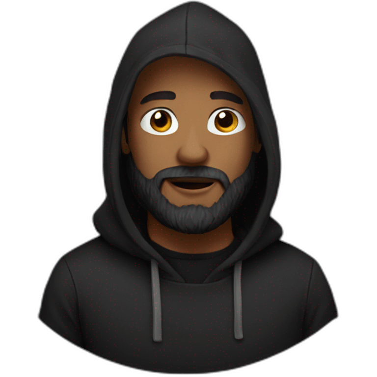 bearded man with black hoodie emoji