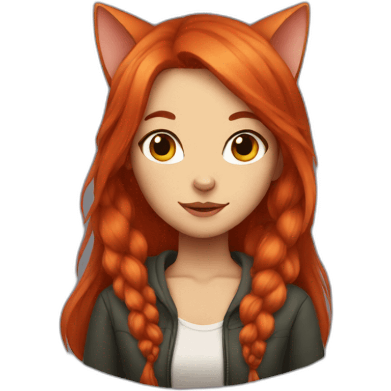 Cat-girl with long red hair emoji