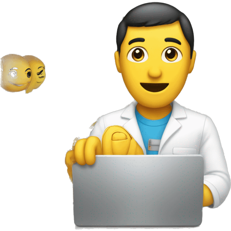 A visual merchandiser with a computer emoji