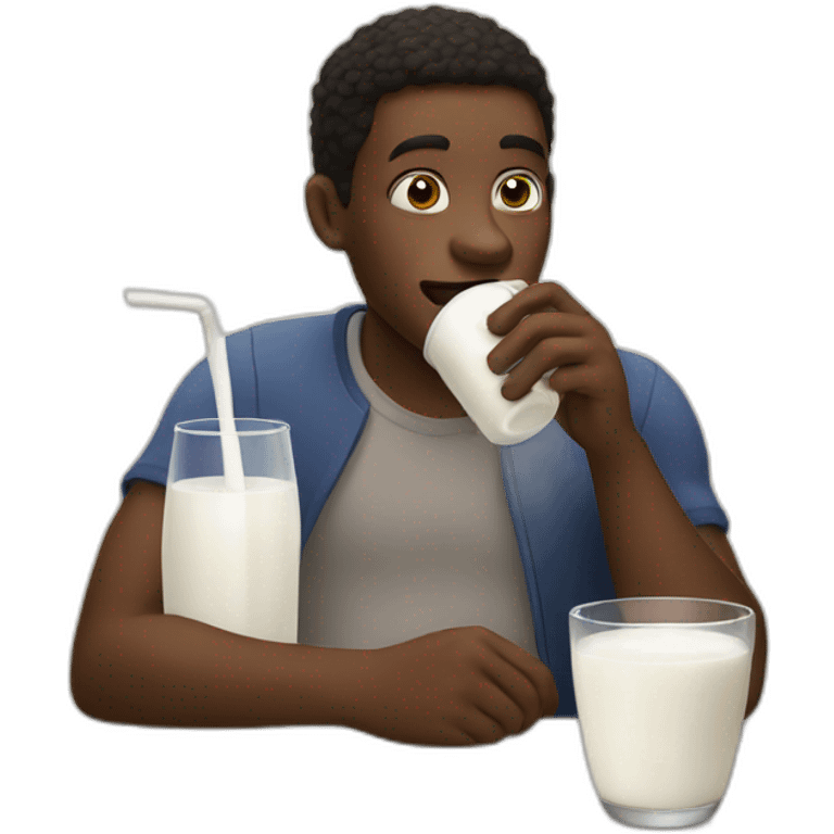 Black guy drinking milk emoji