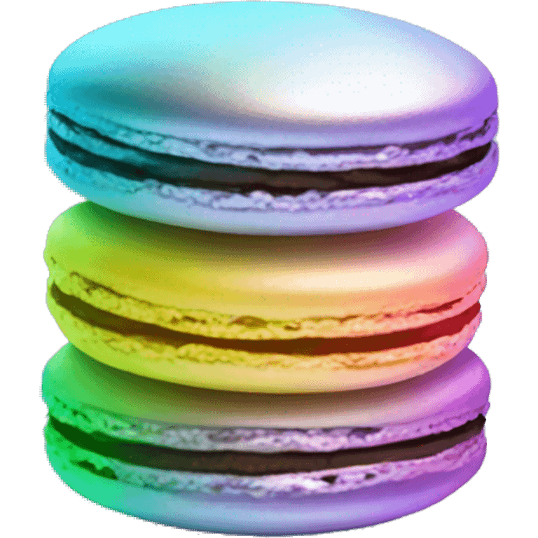 Realistic metallic silver macaroon with gradient colorful filling  emoji