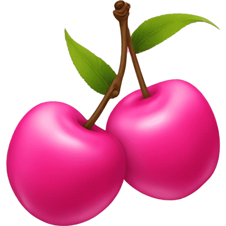 a pair of pink cherry emoji