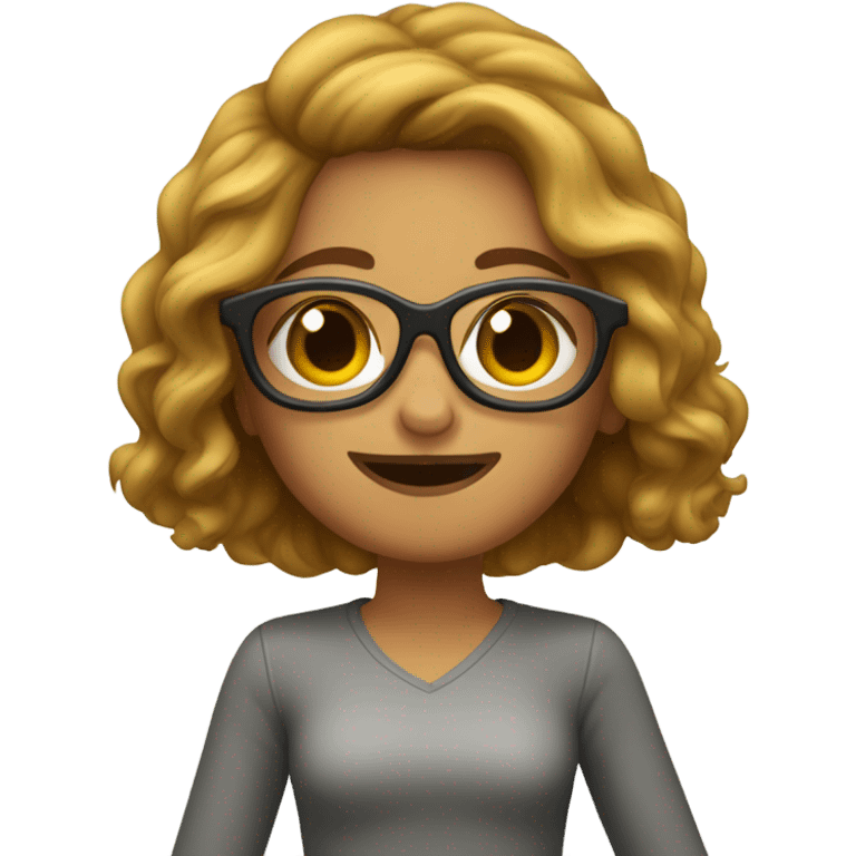 Una chica con pelo castaño y lentes  emoji