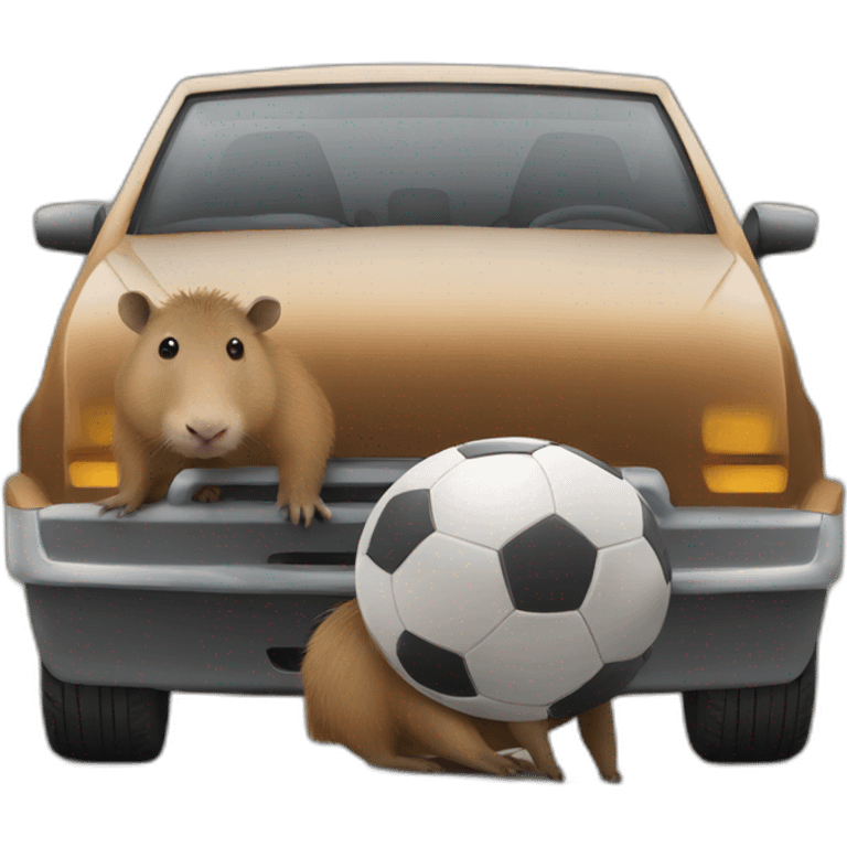 capybara car with a football emoji