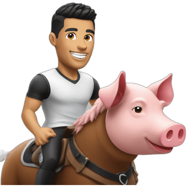 CR7 riding a pig emoji