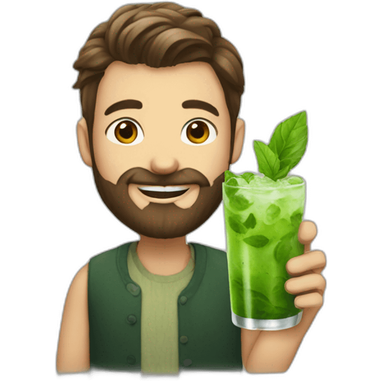 beard boy with mojito emoji