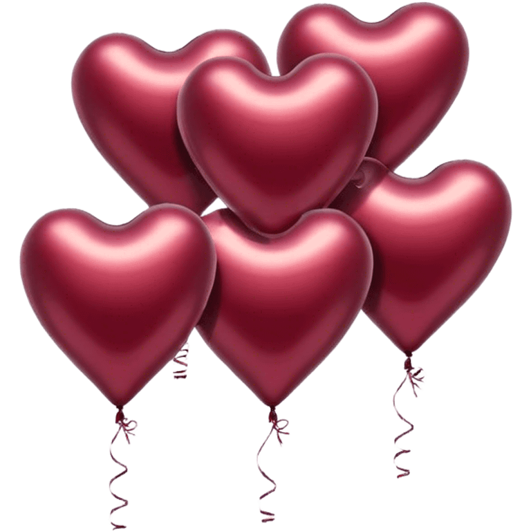 metallic heart-shaped balloons in burgundy  emoji