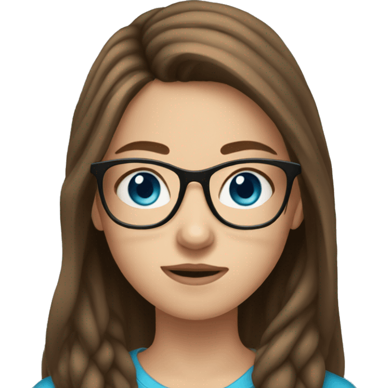 teen girl with brown hair blue eyes and glasses  emoji