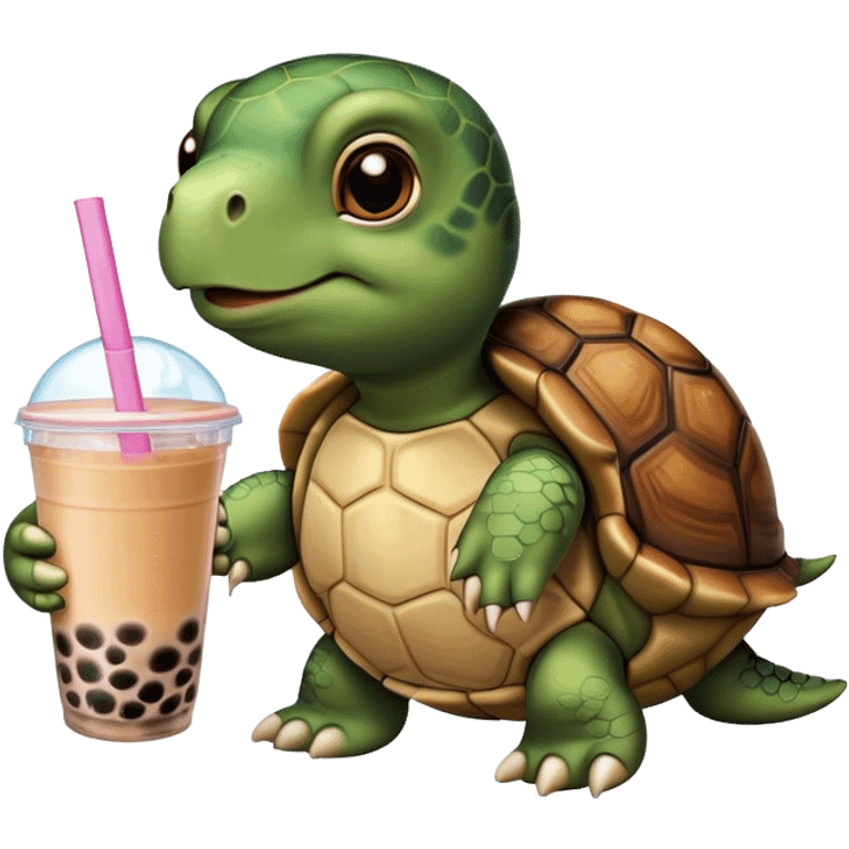 Gay turtle having bubble tea￼ emoji