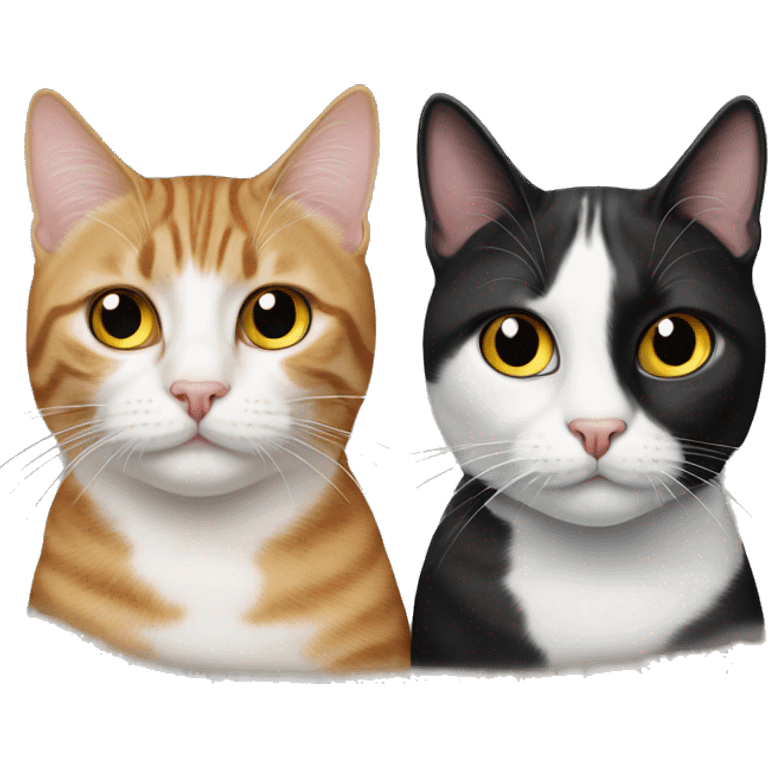 Tabby cat and black and white cat emoji