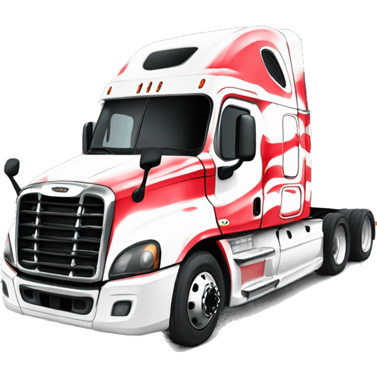 red broken freightliner cascadia semi-truck  emoji