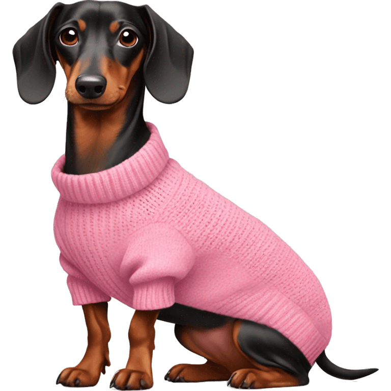 cute dachshund wearing pink sweater  emoji