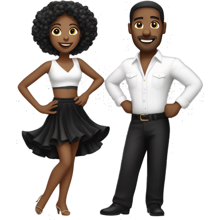 A salsa dancing couple with white and black outfits emoji