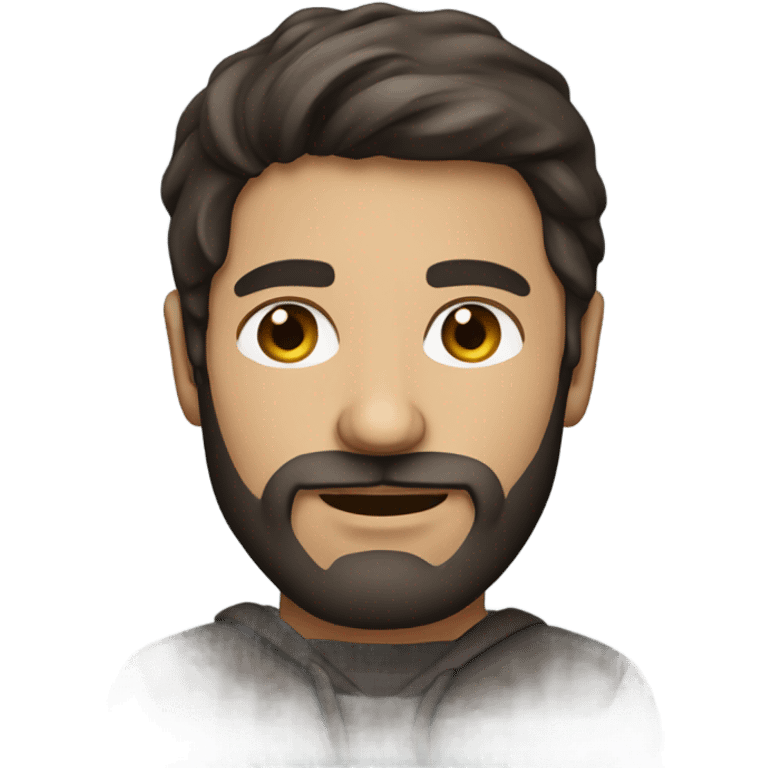 Dark brown hair Italian man with beard wearing a hoodie emoji