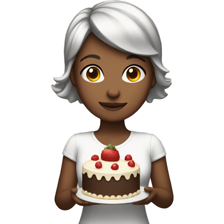 Short hair girl Holding a cake emoji