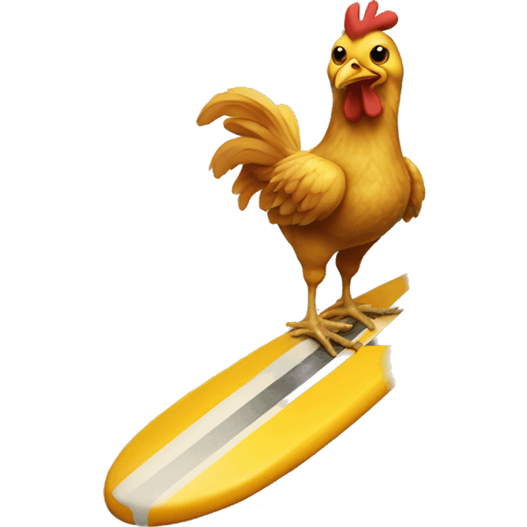 Chicken riding a surf board  emoji