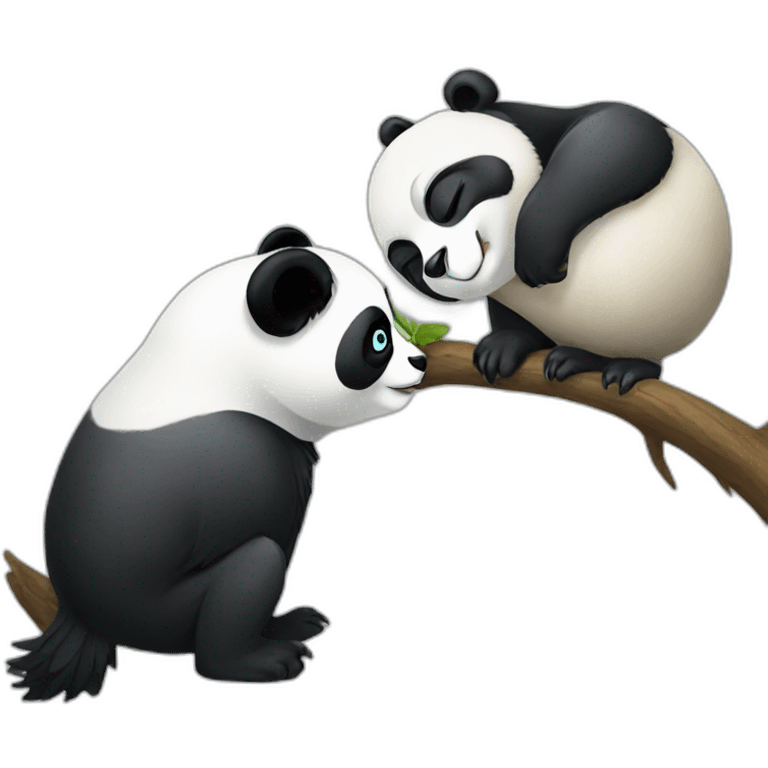 panda kissing an owl emoji