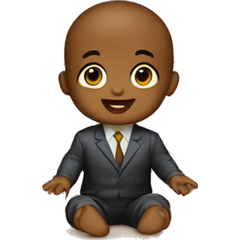 a baby in a office job wih boxes on thedes emoji