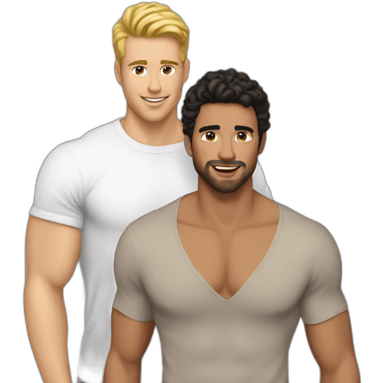 Sexy-fit-Latino-male-and-caucasian-male-interracial-kissing emoji