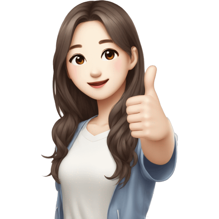 Cute Korean girl giving thumbs up kpop idol emoji