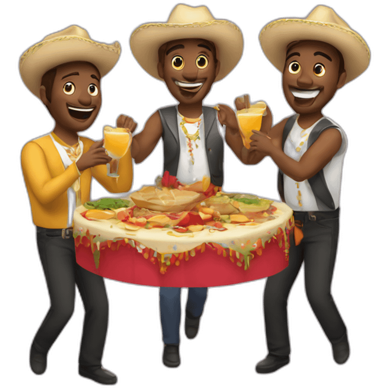 Conjunto de amigos celebrando una fiesta emoji