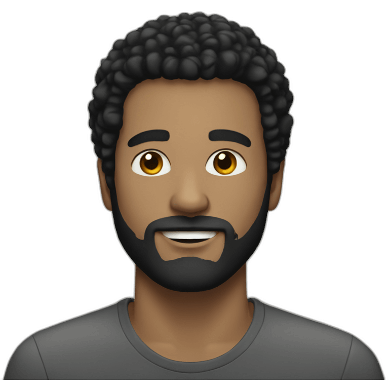 White man with black Afro hair and short beard emoji